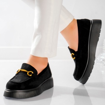 Arola Γυναικεία Παπούτσια Casual από Μαύρο Δέρμα σε Γνήσιο Δέρμα