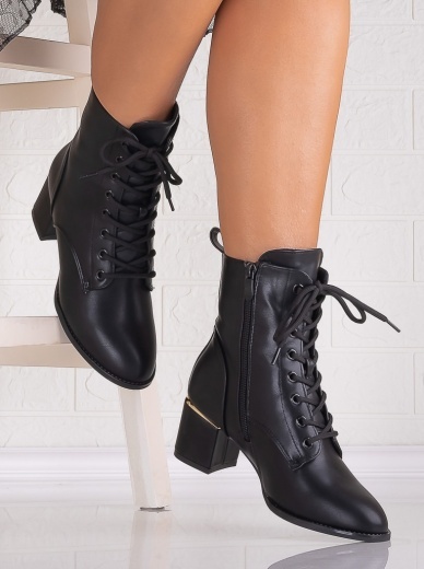 Botine Dama Imblanite Negre din Piele Ecologica Feliana - Img 5