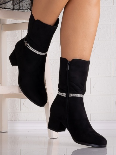 Botine Dama Negre din Piele Ecologica Intoarsa Nivoria - Img 3