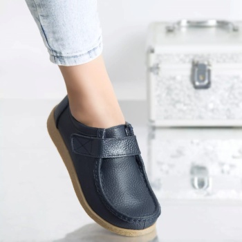 Casual παπούτσια chloly navy φυσικό δέρμα - Img 3