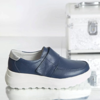 Casual παπούτσια demi navy φυσικό δέρμα - Img 3