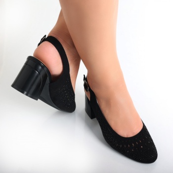 Deni Ladies Μαύρο Eco Leather Παπούτσια με τακούνι - Img 4