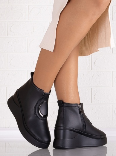 Ghete dama cu platforma Negre din Piele Naturala Adaria - Img 4
