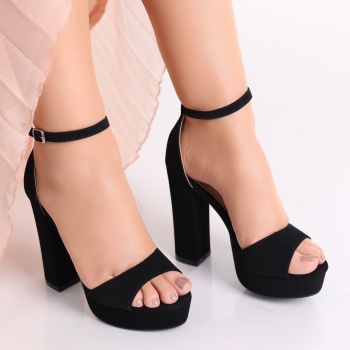 Jadoli Ladies Μαύρα Eco Leather Σανδάλια με τακούνι - Img 2
