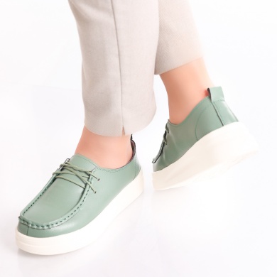 Jaile Ladies Casual Πράσινο Φυσικό Δέρμα Παπούτσια - Img 4