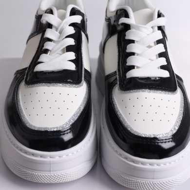 Magani Ladies Μαύρο/Άσπρο Οργανικό Δέρμα Sneakers - Img 5