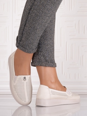 Pantofi casual Bej dama din Piele Ecologica Romason