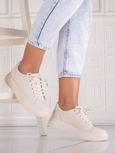 Pantofi dama casual Bej din Piele Naturala Carisna - Img 3