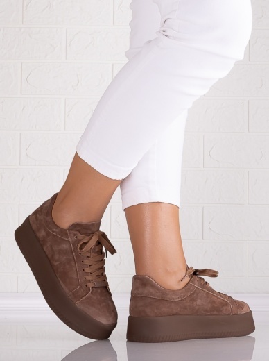 Pantofi dama casual Camel din Piele Naturala Intoarsa Semila - Img 3