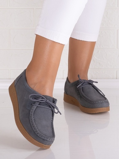 Pantofi dama casual Gri din Piele Naturala Intoarsa Alenasa