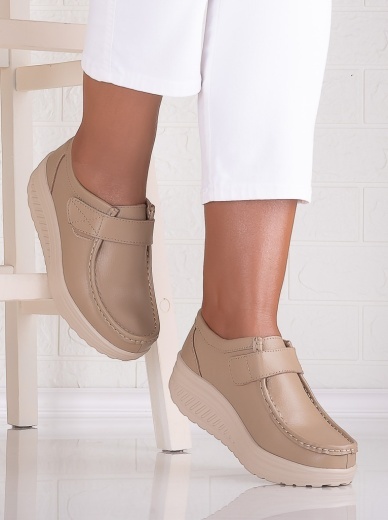 Pantofi dama casual Khaki din Piele Naturala Rachel - Img 2