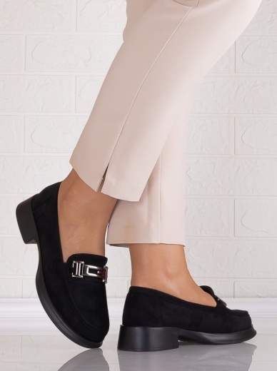 Pantofi dama casual Negri din Piele Ecologica Intoarsa Kalya