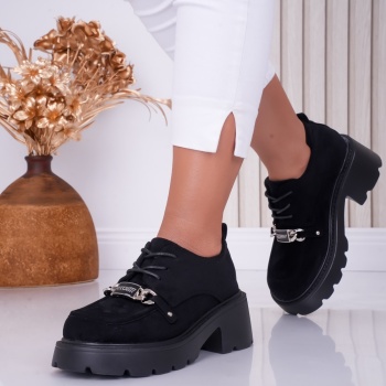 Pantofi dama casual Negri din Piele Ecologica Intoarsa Loredana - Img 4