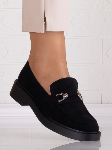 Pantofi dama casual Negri din Piele Ecologica Intoarsa Rashida - Img 2