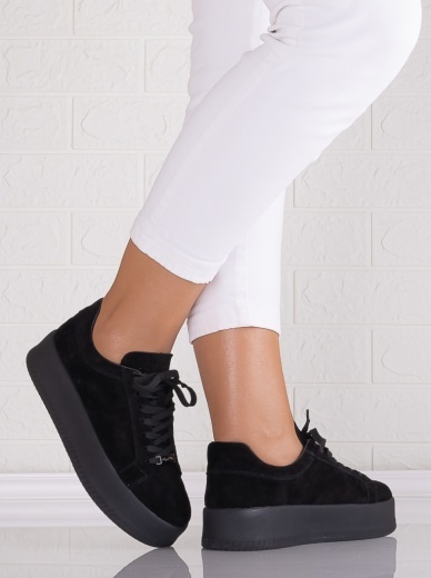 Pantofi dama casual Negri din Piele Naturala Intoarsa Semila - Img 2