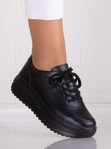 Pantofi dama casual Negri din Piele Naturala Lerana - Img 2