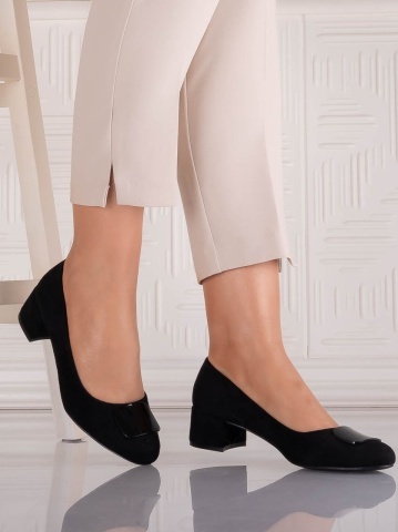 Pantofi dama Negri din Piele Ecologica Intoarsa Mariva