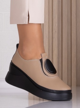 Papuci dama cu platforma Kaki din Piele Naturala Armane - Img 2
