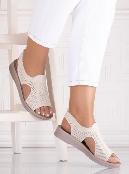 Sandale dama fara toc Bej din Textil Audora