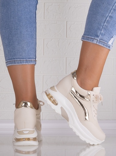 Sneakers dama cu platforma BEJ din Textil Darlin - Img 5