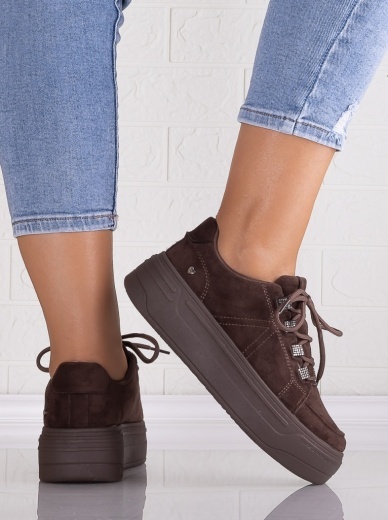 Sneakers dama cu platforma Maro din Piele Ecologica Intoarsa Davena - Img 4
