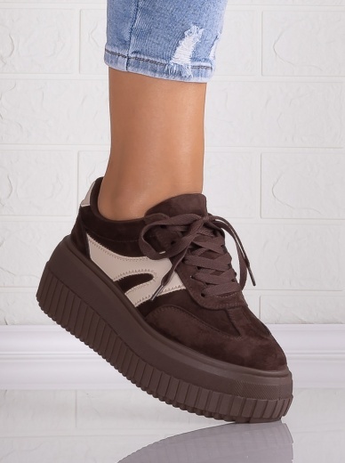 Sneakers dama cu platforma Maro din Piele Ecologica Intoarsa Nevasa - Img 4