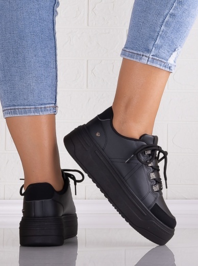 Sneakers dama cu platforma Negri din Piele Ecologica Davena - Img 4