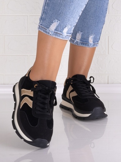 Sneakers dama cu platforma Negri din Piele Ecologica Intoarsa Suziana - Img 5