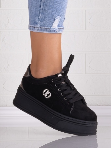 Sneakers dama cu platforma Negri din Piele Ecologica Intoarsa Zenda - Img 3