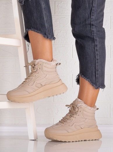 Sneakers dama Imblaniti Bej din Piele Ecologica Kandela - Img 2