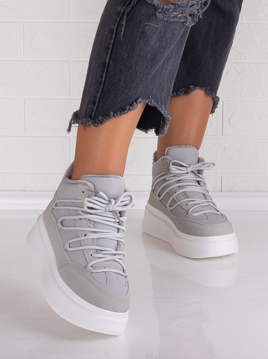 Sneakers dama Imblaniti Gri din Piele Ecologica Elizze - Img 3