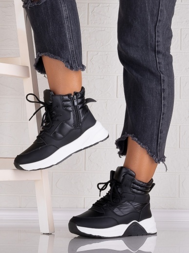 Sneakers dama Imblaniti Negri din Piele Eco,si fas Miracla