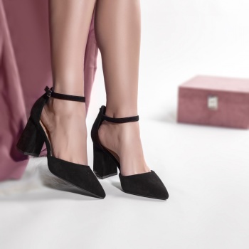Γυναικεία παπούτσια μαύρα eco suede sonea - Img 3
