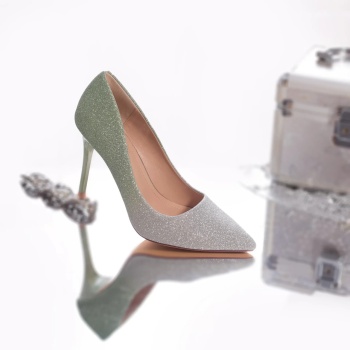 Γυναικεία παπούτσια eco leather με glitter adah πράσινο - Img 6