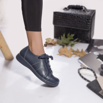 Γυναικεία casual παπούτσια από φυσικό δέρμα bety navy blue - Img 2