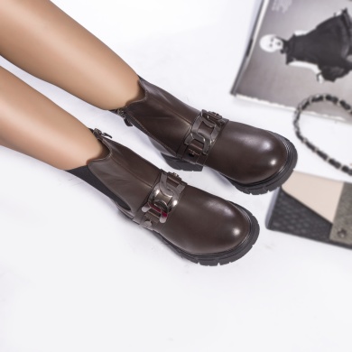 Γυναικείες μπότες eco leather padded jordan καφέ - Img 5