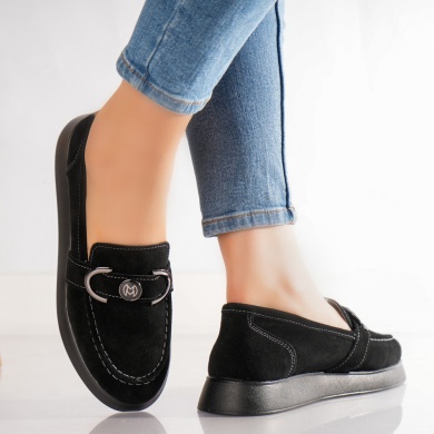 Κυρίες Casual Μαύρο Φυσικό Δέρμα Γυρισμένο Emma Παπούτσια - Img 3