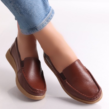 Κυρίες casual παπούτσια Brown φυσικό δέρμα Danina
