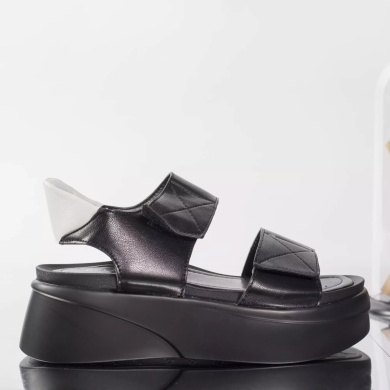 Σανδάλια πλατφόρμα loly μαύρο eco leather - Img 2