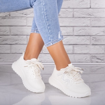 Adidasi dama Albi din Piele Ecologica Sinlea