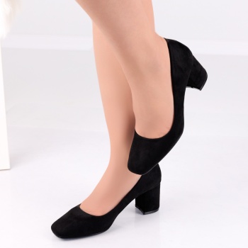 Amada Ladies Black Eco Leather Heeled Shoes με τακούνι - Img 5