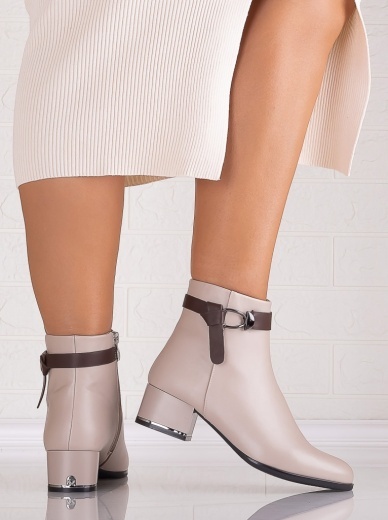Botine Dama Bej din Piele Ecologica Vivienna - Img 4