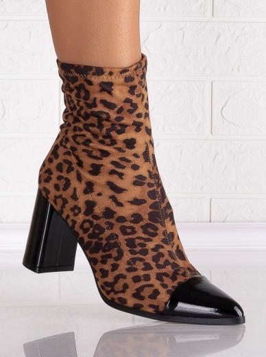 Botine Dama cu toc Animal print din Textil Salara - Img 4