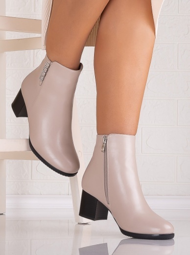 Botine Dama Imblanite Bej din Piele Ecologica Omania - Img 3