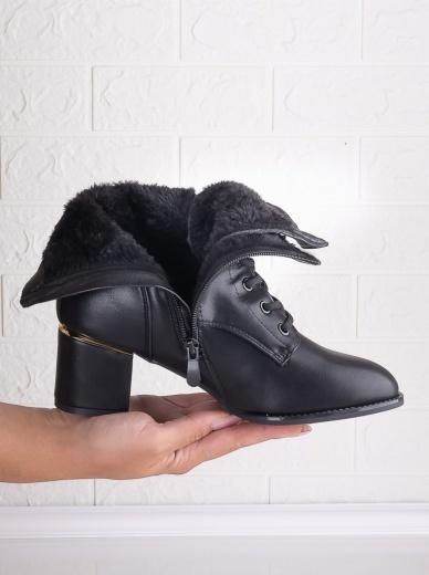 Botine Dama Imblanite Negre din Piele Ecologica Feliana - Img 2