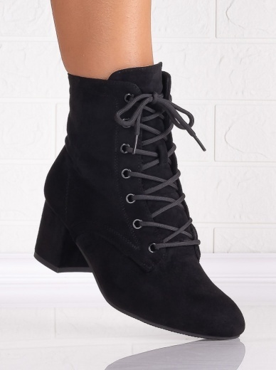 Botine Dama Imblanite Negre din Piele Ecologica Intoarsa Floreva - Img 2