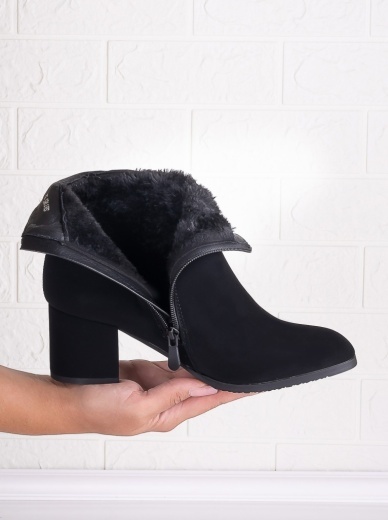 Botine Dama Imblanite Negre din Piele Ecologica Intoarsa Hanoia - Img 4