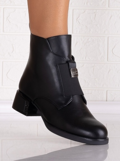 Botine dama Imblanite Negre din Piele Ecologica Rosania