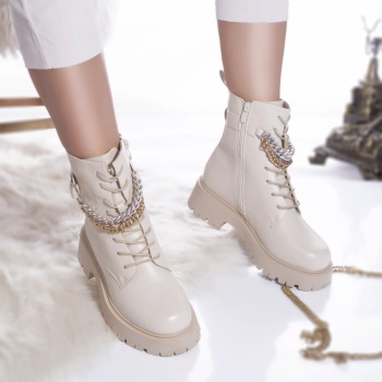 Casual μπότες meryem eco leather με επένδυση μπεζ