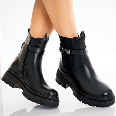 Enia Ladies' Black Enhanced Eco Leather μπότες - Img 2